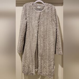 Carmen Marc Valvo Light Plush Grey Cardigan Jacket